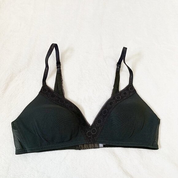 aerie black flower lace detail clasp bra - 36B - Picture 1 of 8